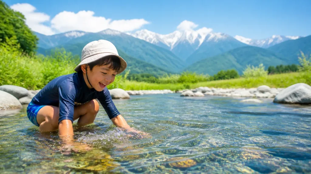安曇野川遊びスポット7選｜北アルプスの清流で子どもも大人も涼む穴場ガイドのアイキャッチ画像