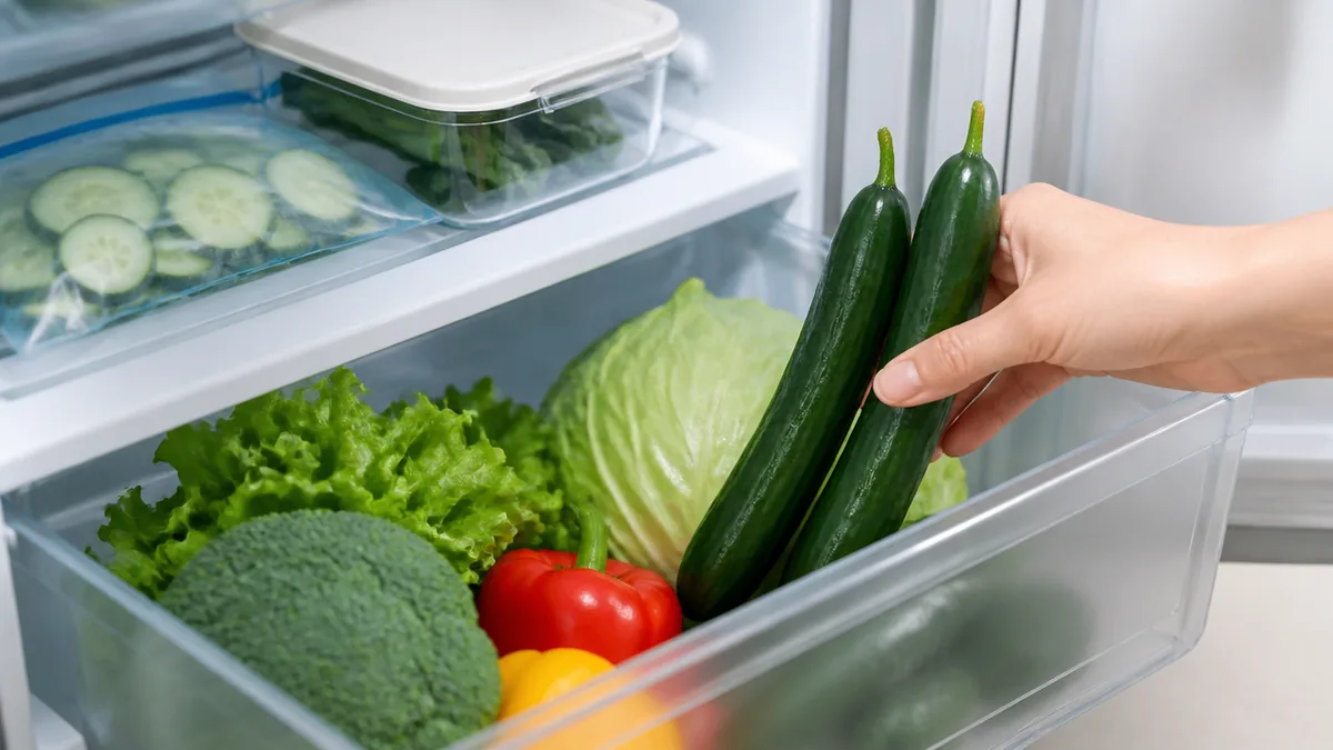 きゅうりの保存方法、長持ちの正解は立てて冷蔵だった？水分が命の野菜を無駄にしないコツのアイキャッチ画像