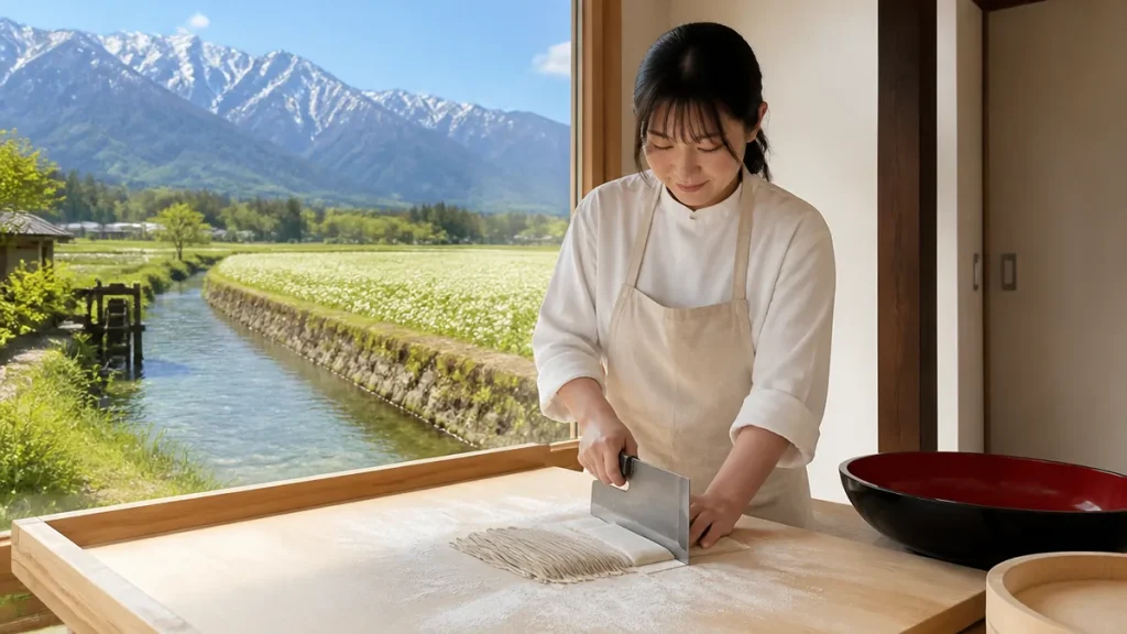 そばハウス安曇野｜一日一組限定の蕎麦打ち体験宿が特別すぎる理由と予約前の注意点のアイキャッチ画像