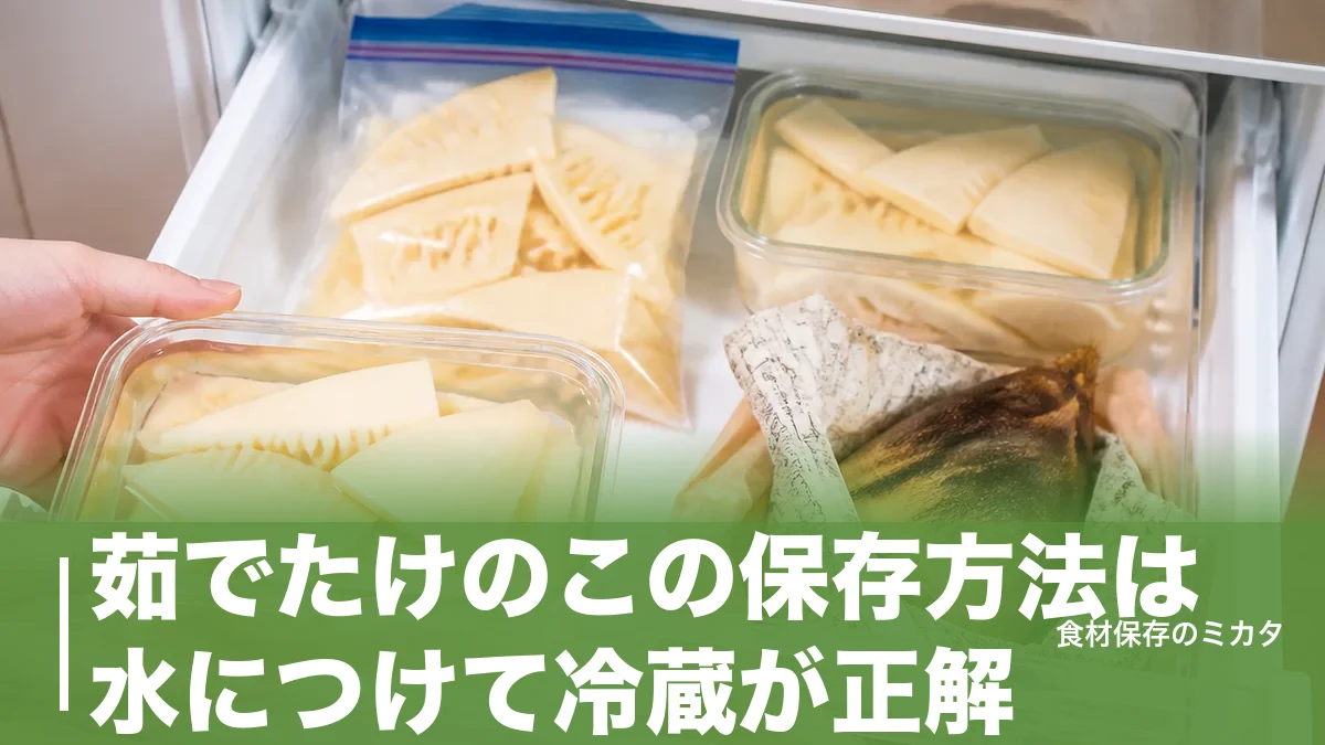 茹でたけのこの保存方法は水につけて冷蔵が正解?冷凍なら1ヶ月長持ちのコツのアイキャッチ画像