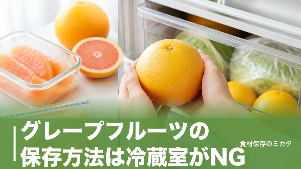 グレープフルーツの保存方法は冷蔵室がNG？野菜室2〜3週間・冷凍2ヶ月のコツのアイキャッチ画像