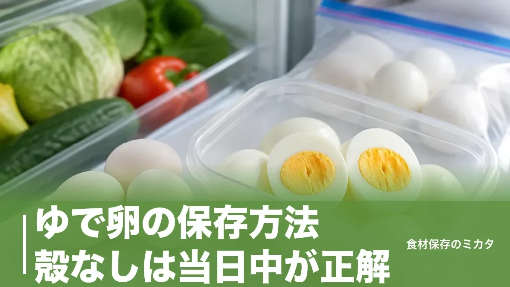 ゆで卵の保存方法、殻なしは当日中が正解？殻あり3〜4日との差と長持ちのコツのアイキャッチ画像