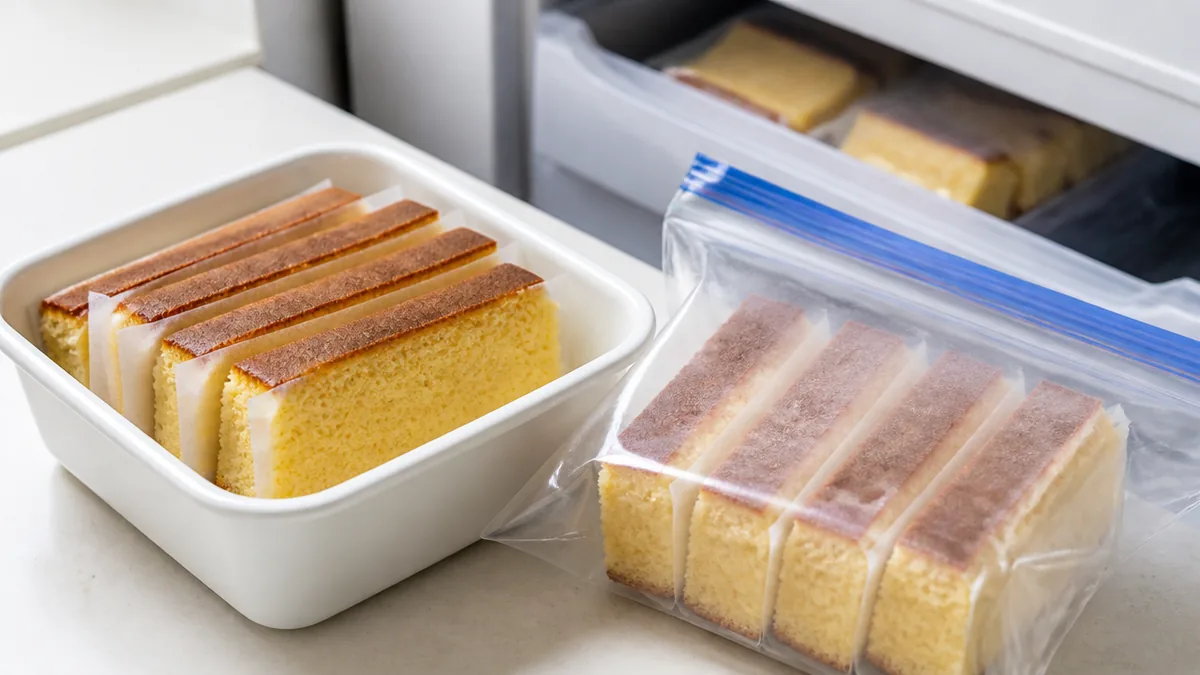 冷凍なら1ヶ月キープ|しっとりを閉じ込める切り分けと包み方の解説画像