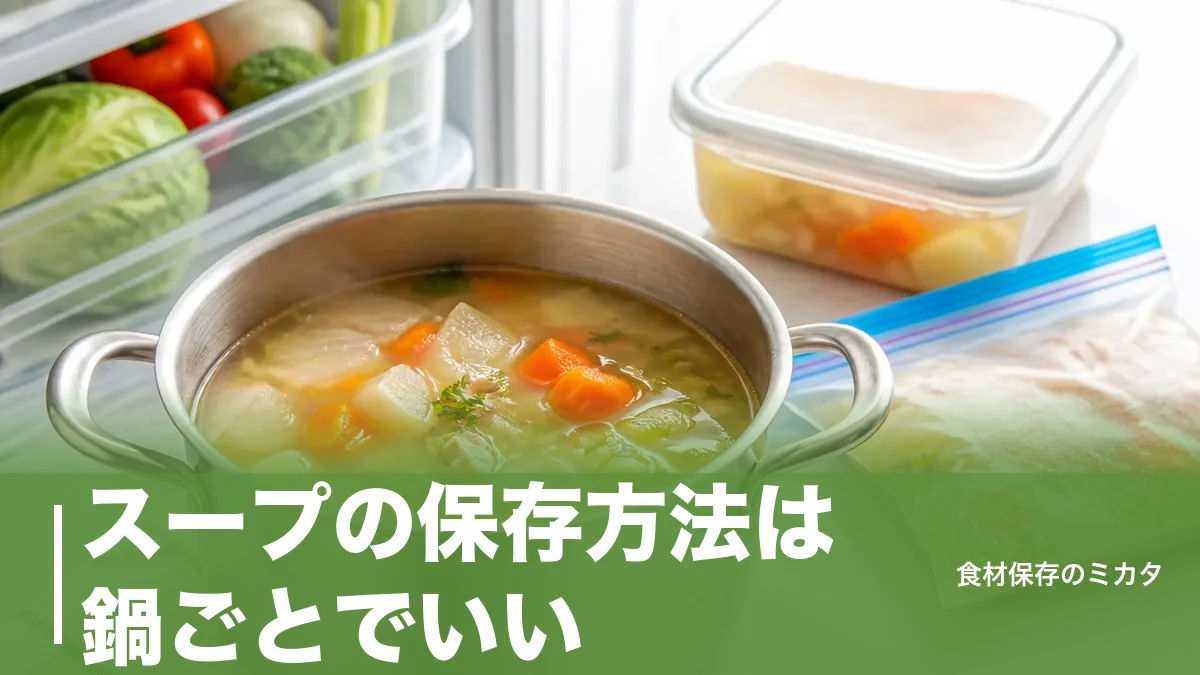 スープの保存方法は鍋ごとでいい？冷蔵3日もたせる冷まし方と鍋の落とし穴のアイキャッチ画像