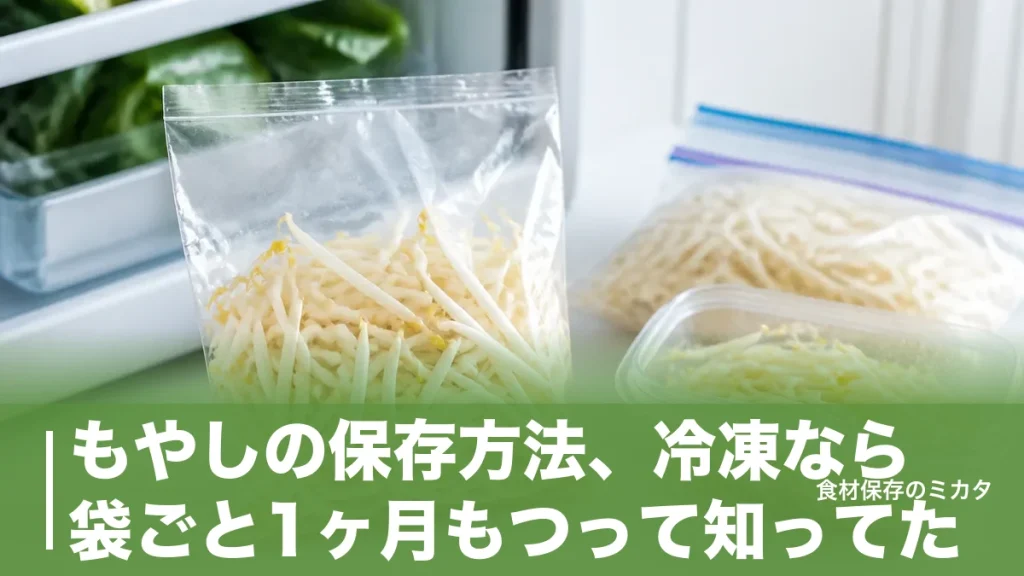 もやしの保存方法、冷凍なら袋ごと1ヶ月もつって知ってた？水っぽくしないコツのアイキャッチ画像