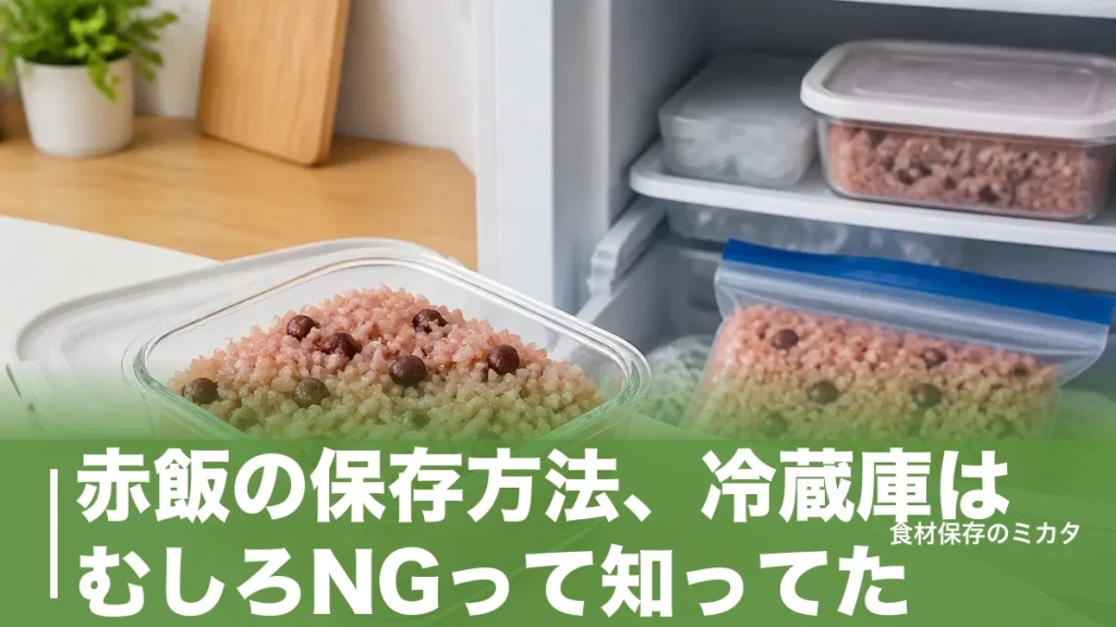 赤飯の保存方法、冷蔵庫はむしろNGって知ってた？夏は3〜4時間・冷凍1ヶ月のコツのアイキャッチ画像