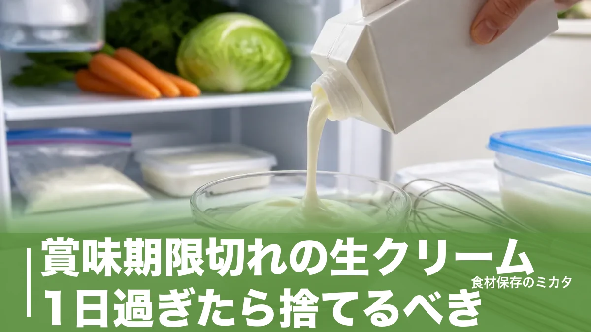 賞味期限切れの生クリーム、1日過ぎたら捨てるべき？種類で変わる判断基準と危険サインのアイキャッチ画像