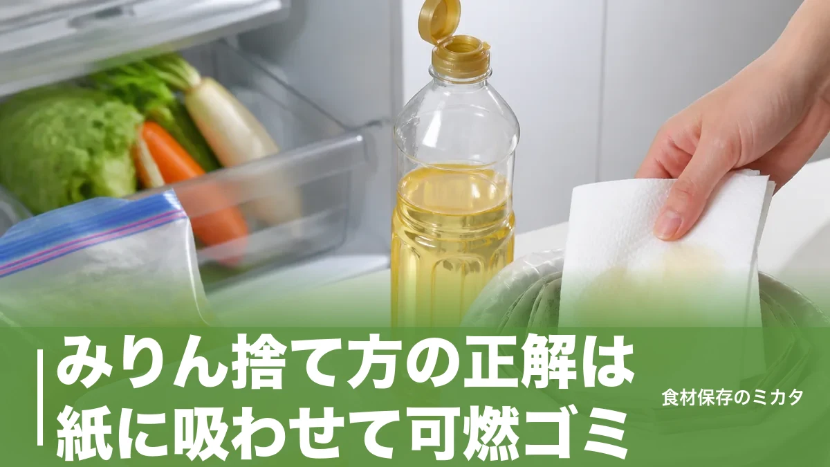 みりん捨て方の正解は紙に吸わせて可燃ゴミ？排水溝NGの理由と捨てる前の3サインのアイキャッチ画像
